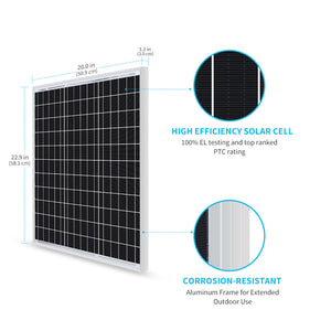 Renogy 50 Watt 12 Volt Monocrystalline Solar Panel - RNG-50D-SS-US