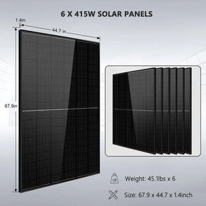 SunGold Power Off-Grid Server Rack Solar Kit 5000W 48VDC 120V LifePo4 10.24KWH Lithium Battery 6 X 415 Watts Solar Panels SGR-5KE