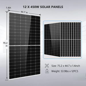 SunGold Power Off-Grid Server Rack 10000W 48VDC 120V/240V LifePO4 20.48KWH Lithium Battery 12 X 450 Watts Solar Panels SGR- 10K2M