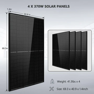 SunGold Power Off-Grid Wall-Mounted Solar Kit 6500W 48VDC 120VAC 5.12KWH PowerWall Lithium Battery 4 X 370 Watts Solar Panels SGM- 655M