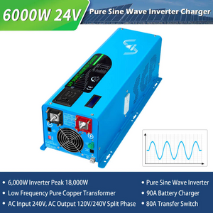 SunGold Power Off Grid Solar Kit 6000W 24VDC 120V/240V LiFePO4 10.24KWH Lithium Battery 6 X 370 Watt Solar Panels SGK- PRO62