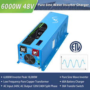 SunGold Power Off Grid Solar Kit 6000W 48VDC 120V/240V LifePO4 10.24KWH Lithium Battery 6 X 370 Watt Solar Panels SGK- PRO64