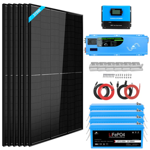 SunGold Power Off Grid Solar Kit 6000W 48VDC 120V/240V LifePO4 10.24KWH Lithium Battery 6 X 370 Watt Solar Panels SGK- PRO64